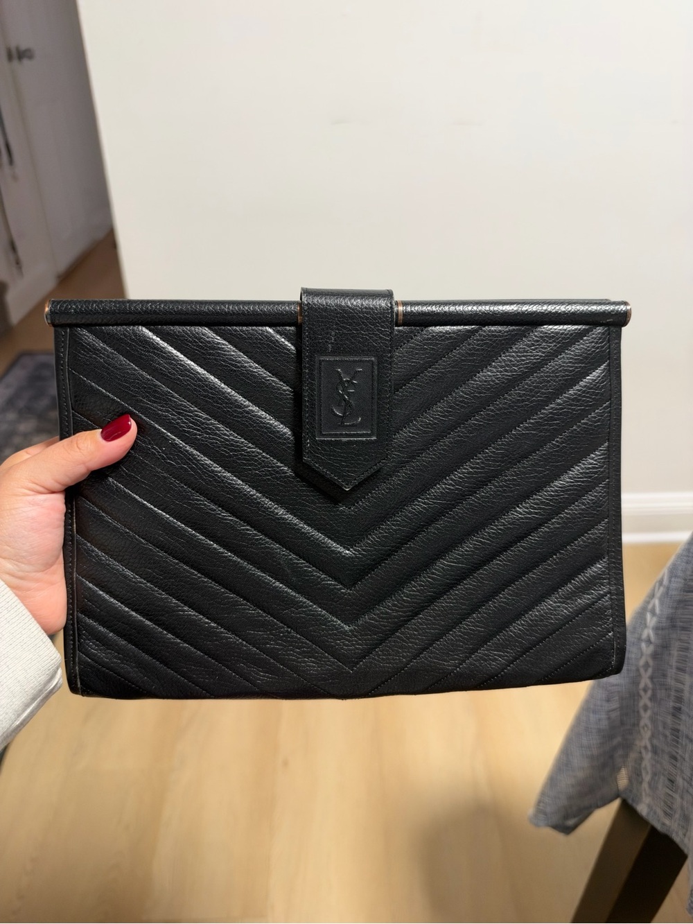 Saint Laurent Black Quilted Leather Clutch